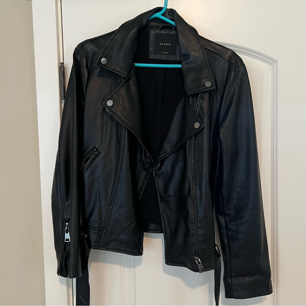ELODIE Black Faux Leather Moto Jacket